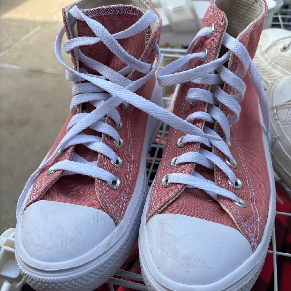 Converse Pink and White High-Tops